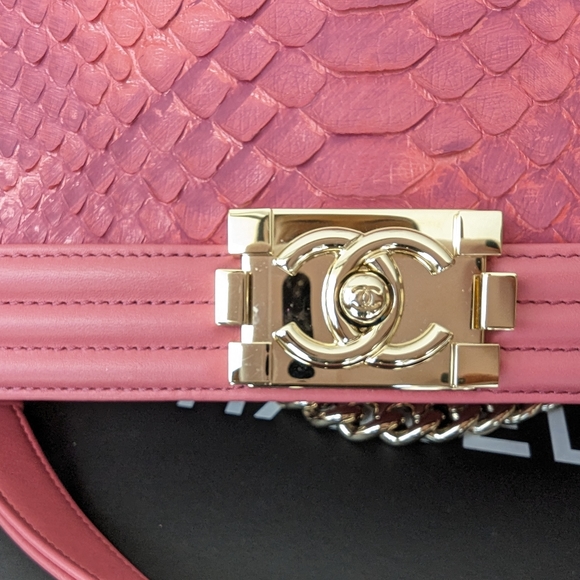Chanel boy bag exotic python skin pink color ( collector piece) - Picture 10 of 11